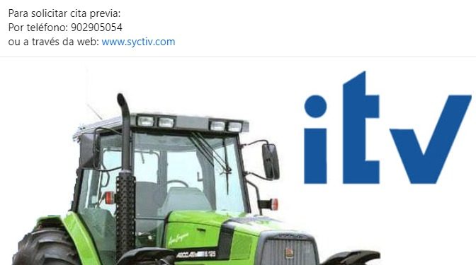 ITV de tractores en Maceda dias 8, 9 y 10 de mayo