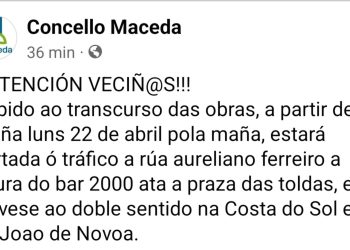 Cortes de tráfico en Maceda