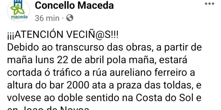 Cortes de tráfico en Maceda