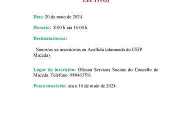 Luns 20 de maio dia laborable pero NON LECTIVO