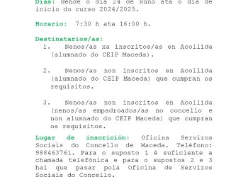 Servizo de acollida Veran 2024