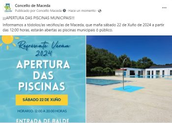 Apertura das Piscinas de Maceda verán 2024