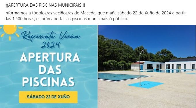 Apertura das Piscinas de Maceda verán 2024